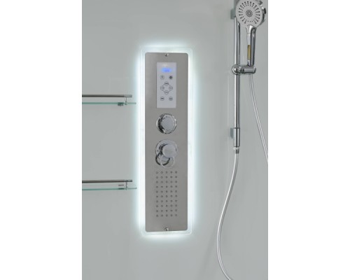 Душевая кабина AvaCan V2010LED AVA 100x100 LED, стекла прозрачные, профиль хром