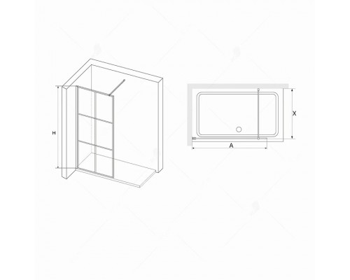 Душевая перегородка RGW WA-012 B  неподвижное Walk In cтекло Прозрачное(Принт) 8 мм 110*200  35101211-84