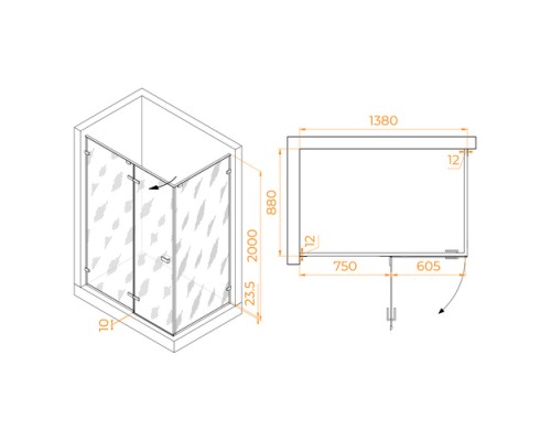 Душевой уголок RGW Stilvol SV-040B 140x90 черный, матовое 353204049-24