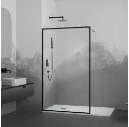 Душевую перегородку RGW WA-012B неподвижное Walk In cтекло прозрачное(Принт), 8 мм 120*200 чёрный