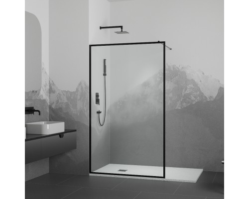 Душевая перегородка RGW WA-012B неподвижное Walk In cтекло прозрачное(Принт), 8 мм 120*200 чёрный 35101212-84