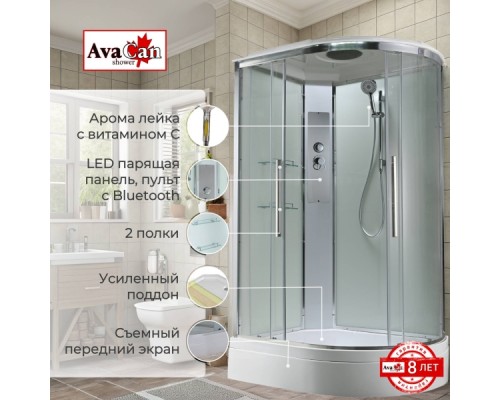 Душевая кабина Avacan EM3812LT AVA 120x80 левая, стандарт, стека прозрачные, профиль хром