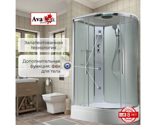 Душевая кабина Avacan EM3812LT AVA 120x80 левая, стандарт, стека прозрачные, профиль хром