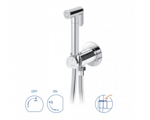 Гигиенический душ Bruma, угол открытия 180 °. Ручной душ из латуни - EloR 145 110 3ST Satinox