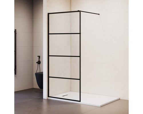 Душевую перегородку RGW WA-019B неподвижное Walk In cтекло прозрачное(шелкография), 8 мм 100*200 профиль черный