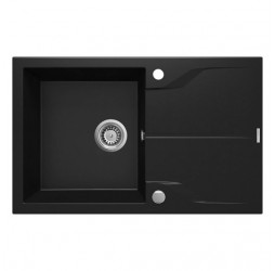 Deante Andante черный - мойка 1 чаша с крылом, 780*490*180 мм + сифон SPACE SAVER