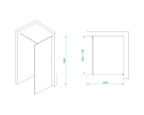Душевая перегородка RGW WA-002G неподвижное Walk In cтекло прозрачное, 6 мм 120*195 золото 35100212-16