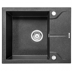 Deante Andante графитовый - мойка 1 чаша с крылом, 590*490*180 мм + сифон SPACE SAVER