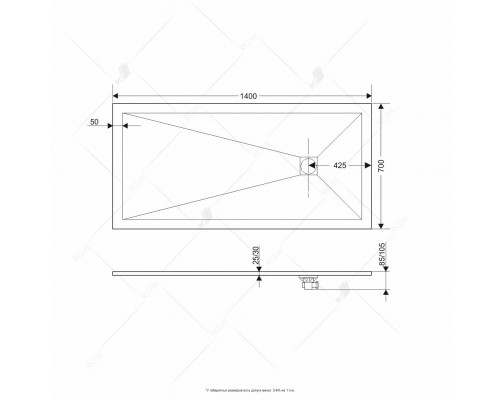 Душевой поддон прямоугольный RGW ST-W белый искусственный камень cерия Stone Tray (70*140*2,5) 16152714-01