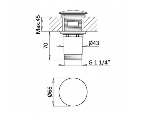Сливной клапан из латуни push-open 1 1/4" - Elo 138 590 0CR Chrome