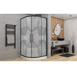 Душевой уголок Avacan HB 80 MT AVA 80x80 стекла матовый с рисунком, профиль черный