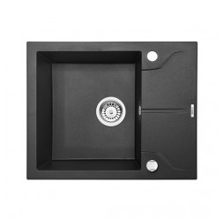 Deante Andante графитовый металлик - мойка 1 чаша с крылом, 590*490*180 мм + сифон SPACE SAVER
