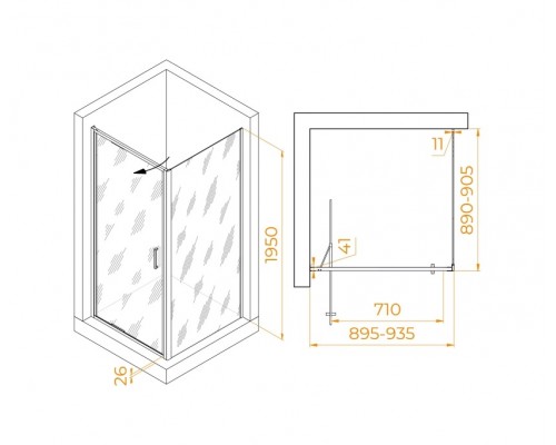 Душевой уголок RGW Stilvoll SV-135 90х90 703213599-11 профиль хром, стекло прозрачное