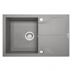 Deante Andante серый металлик - мойка 1 чаша с крылом, 780*490*180 мм + сифон SPACE SAVER