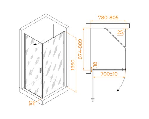 Душевой уголок RGW Leipzig LE-034 80x90 прозрачное стекло / профиль хром