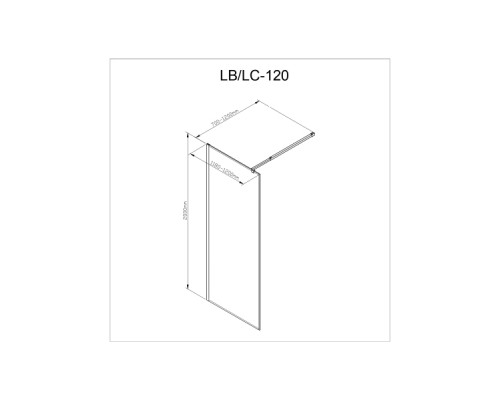 Душевая перегородка Avacan LB120MT AVA 120x200 стекла матовые с рисунком, профиль черный