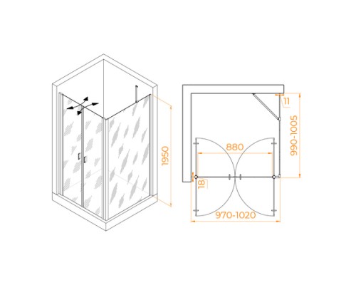 Душевой уголок RGW Passage PA-134B 100х100 060814400-14