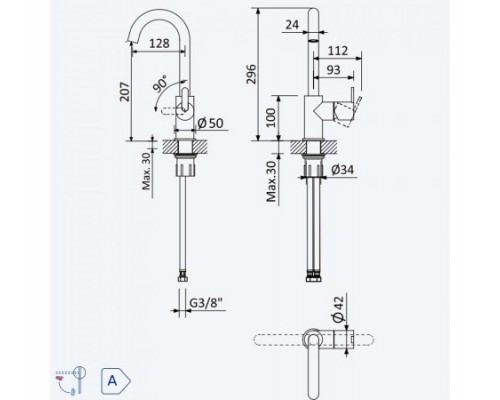 Смеситель для раковины, поворотный излив Leaf 167 710 1CR Chrome
