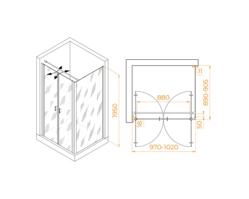 Душевой уголок RGW Passage PA-144 100х90 060814409-011