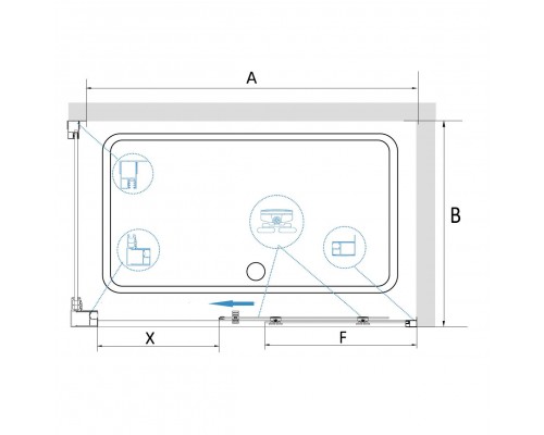 Душевой уголок RGW CL-48-1B (CL-14B+Z-060-1B) прозрачное cтекло цвет профиля 5 мм 32094816