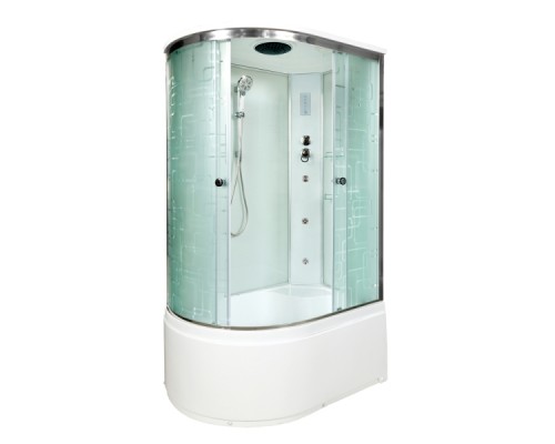 Душевая кабина AvaCan EM5012RGM+EL AVA 120x90 с гидромассажем и электрикой, правая, стекла с рисунком, профиль хром