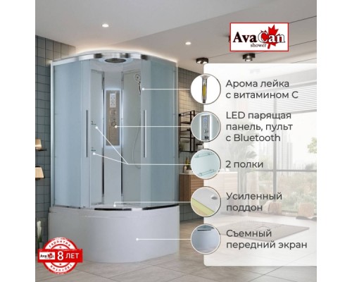 Душевая кабина Avacan EM5011LEDNEW AVA 110x110 LED, стекла матовые, профиль хром