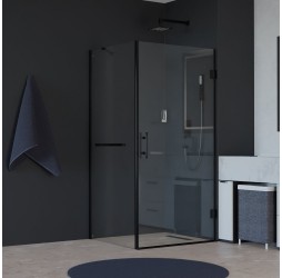 Сборная душевая дверь RGW HO-045-1-B (HO-011B + Z-060-2B + держ) прозрачное стекло 8 мм цвет профиля Чёрный3506045169-014