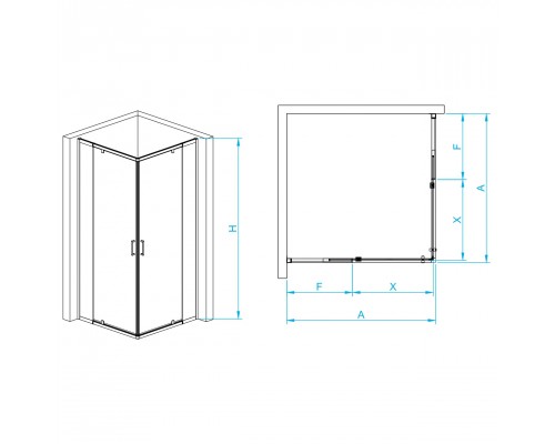 Душевой уголок RGW PA-038-B Прозрачное cтекло 6 мм 800x800 цвет профиля черный  350803888-14
