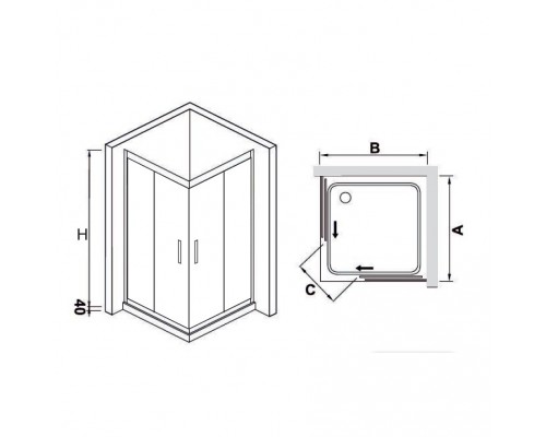 Душевой уголок RGW HO-312 (HO-31 + Z-42) прозрачное cтекло цвет профиля 8 мм 030631211-11