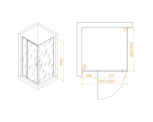 Душевой уголок RGW PA-078B (RGW PA-008B + Z-050-2B) 900x900