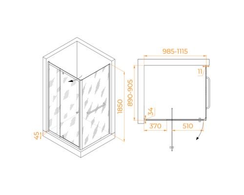 Душевой уголок RGW PA-44-1 (PA-02 + Z-060-1) 1000x900
