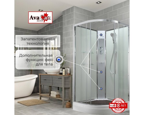Душевая кабина Avacan EM2010NT AVA 100x100 без крыши, стекла прозрачные, профиль хром