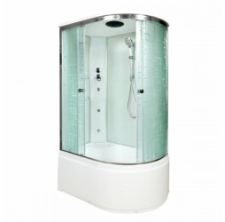 Душевая кабина Avacan EM5012LGM AVA 120x90 с гидромассажем, левая, стекла с рисунком, профиль хром