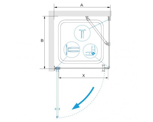 Душевой уголок RGW Hotel HO-034 80x80 стекла прозрачные, профиль хром 35063488-11
