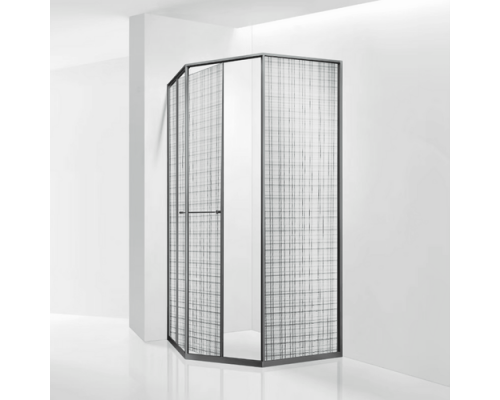 Душевой уголок RGW SV-82Gr "R" 90x90 33328299-2410R стекло прозрачное черное вуаль 8мм, профиль серый