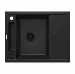 Deante Magnetic черный - мойка 1 чаша с крылом, 640*500*205 мм + сифон SPACE SAVER
