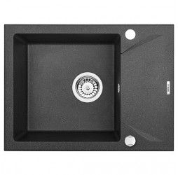 Deante Evora графитовый - мойка 1 чаша с крылом, 590*440*180 мм + сифон SPACE SAVER