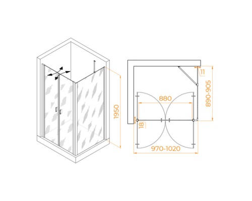 Душевой уголок RGW Passage PA-144B 100х90 060814409-14