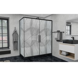 Душевой уголок Avacan FB2 190-210 + SB90 MT AVA 190-210x90 стекла матовые с рисунком, профиль черный