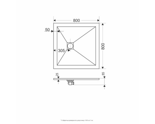 Душевой поддон квадратный RGW ST-G графит \ серый искусственный камень cерия Stone Tray (80*80*2,5) 16152088-02