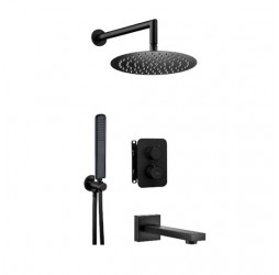 Deante Комплект Душевая система скрытого монтажа термост. 3-х функц., круглый, черный
