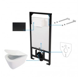 Deante Hiacynt New Комплект 6 в 1 с инсталляцией, кнопка черная