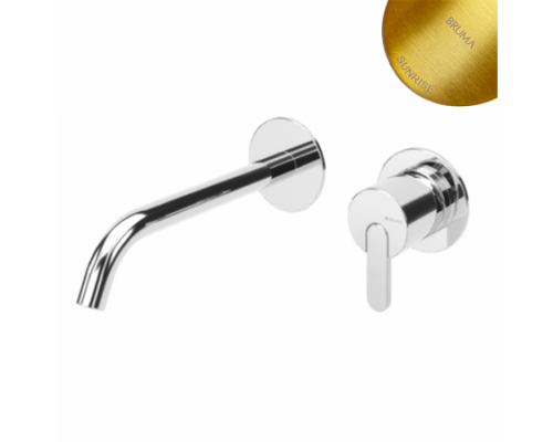 Смеситель для раковины на 2 отверстия, настенный. Длина излива 150 мм Leaf 167 012 0SR Sunrise