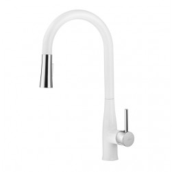 Deante Lukrecja Смеситель для мойки с выдвижным изливом, белый/хром