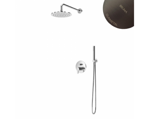 Душевой набор, скрытого монтажа, с латунной душевой лейкой Ø250 мм и ручным душем Elo Leaf 167 722 1MG Gunmetal