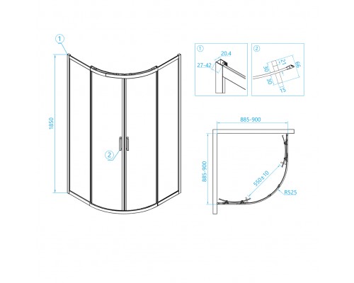 Душевой уголок 90x90 см RGW CL-53 Classic 06095399-11 прозрачное