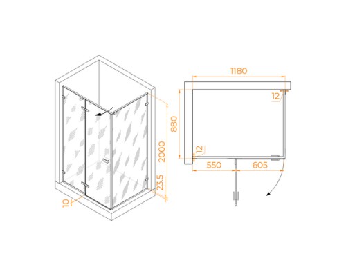 Душевой уголок RGW Stilvol SV-040B 120x90 черный, матовое 353204029-24