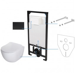 Deante Peonia Zero Комплект 6 в 1 с инсталляцией, кнопка черная