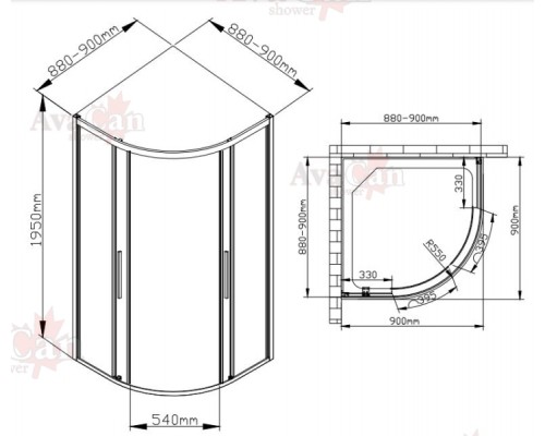 Душевой уголок Avacan HB 90 AVA 90x90 стекла с рисунком, профиль черный