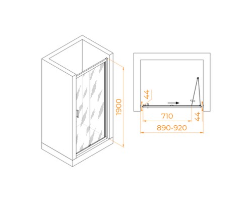 Складная душевая дверь RGW PA-21 90*190 прозрачное стекло 5 мм 06082109-11